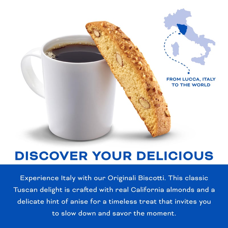 Nonni's Originali Classic Almond Biscotti Cookies - Individually Wrapped Italian Coffee Snack, Crunchy Twice-Baked, 80 Cal Each, 17.25 oz Carton - Image 4
